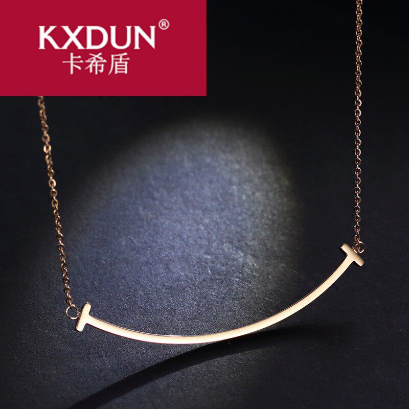kxdun日韩笑脸女表情短款镀锁骨链 卡希盾项链