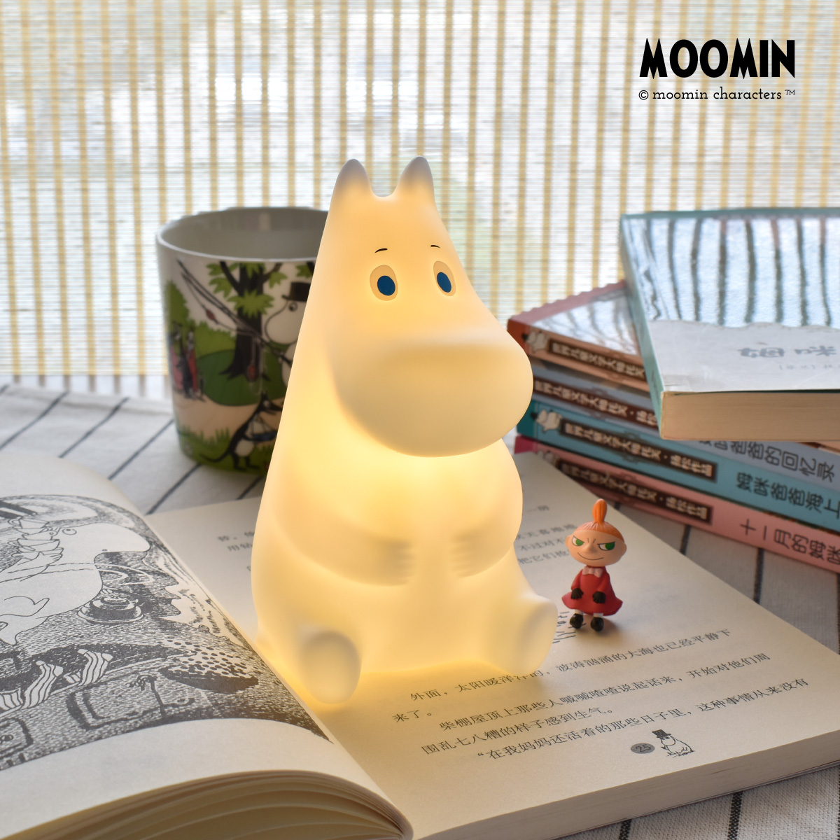 Moomin官方姆明小夜灯硬质拍拍灯节能阅读床头电池台灯正品包邮-图0