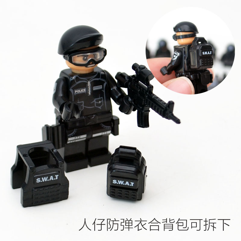 特警战队警察士兵人仔多武器小颗粒中国拼装积木男孩子玩具 - 图2