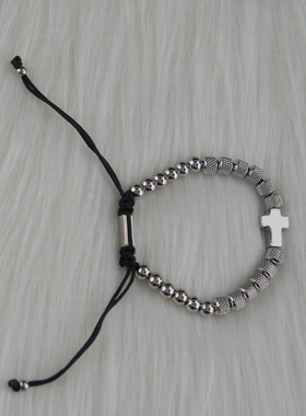 不锈钢圆珠拼接菠萝珠可调节手链欧美时尚流行个性简约手链饰品