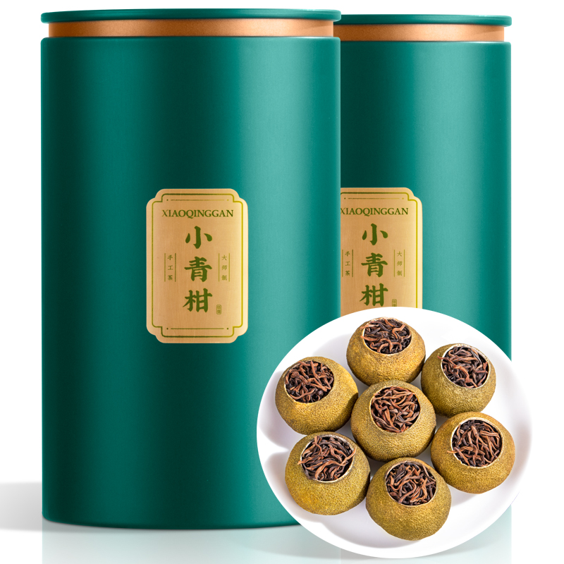 【年中狂欢节】佰儒 正宗新会小青柑 普洱茶熟茶茶叶送礼125g*4罐 - 图1