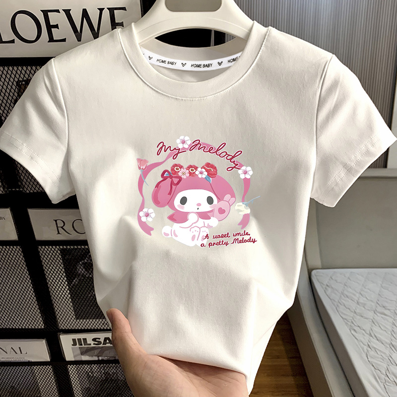 女童短袖T恤2024新款儿童装夏季薄款上衣中小童女孩宝宝圆领半袖