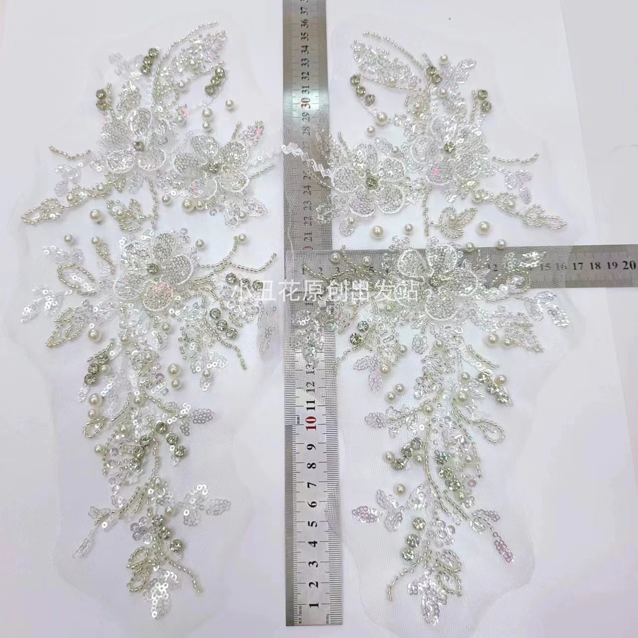 钉珠花片立体花亮钻花贴 新娘婚纱礼服装饰辅料DIY布贴 新品 - 图1