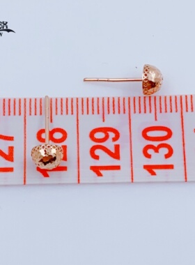 正品俄罗斯14K玫瑰金AU585爆闪镭射半球耳钉女新款时尚闪亮紫金