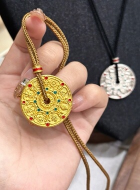 金店同款越南沙金新中式本命年钱币平安扣吊坠高级感轻奢百搭项链