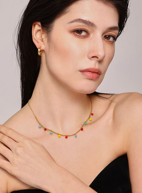 谜丽ins时尚轻奢切面水晶石项链