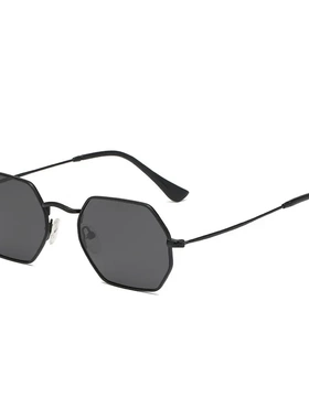 2025欧美八边形复古太阳镜金属彩膜多边形眼镜女士小方形墨镜3556