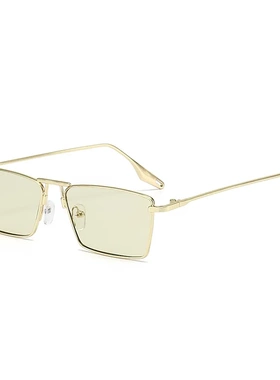 韩版时尚复古金属浅绿色小方框太阳镜女网红同款墨镜男潮