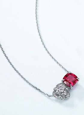 欧美新款轻奢玫瑰花培育红宝项链