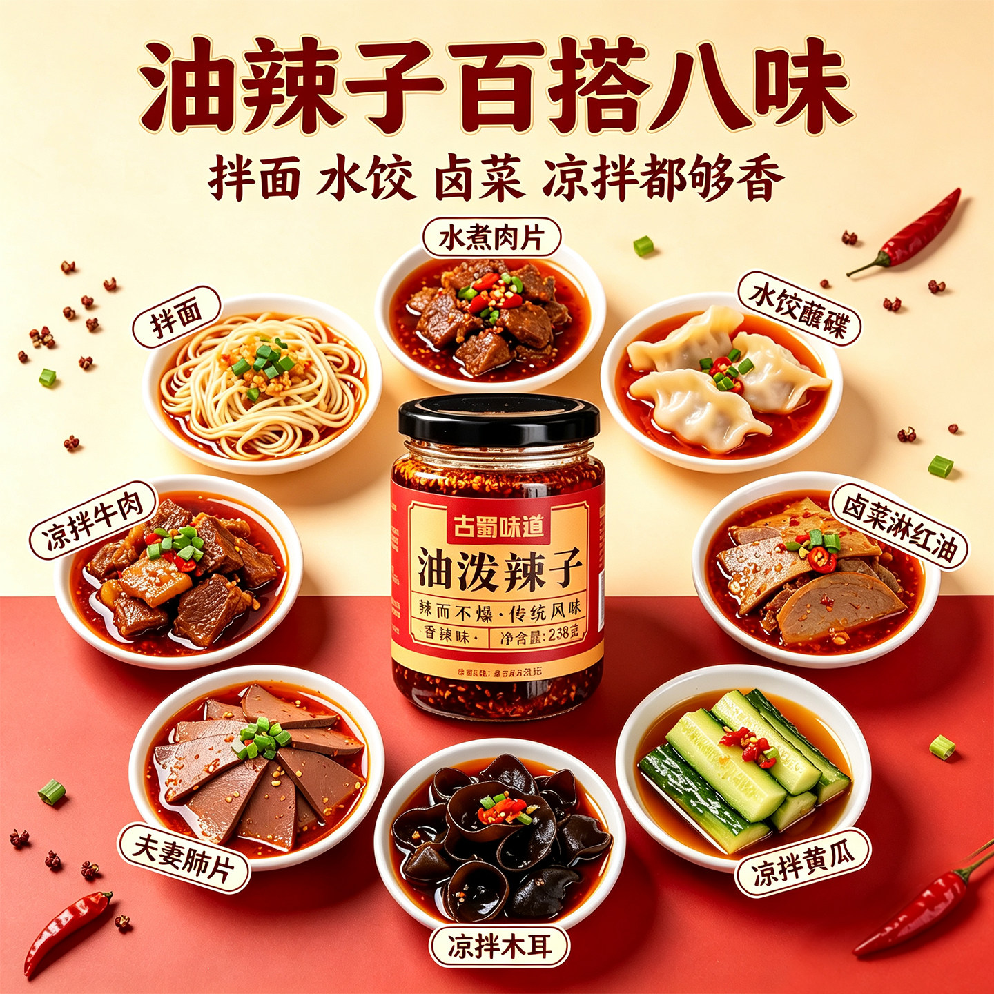 红油辣椒油麻辣油泼辣子口水鸡调料凉拌菜凉粉凉面蕨根粉凉皮调料