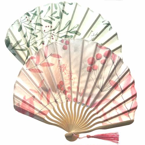 夏季新款小清新布面贝壳扇中国风男女式折叠扇形迷你便携小折扇子 - 图2