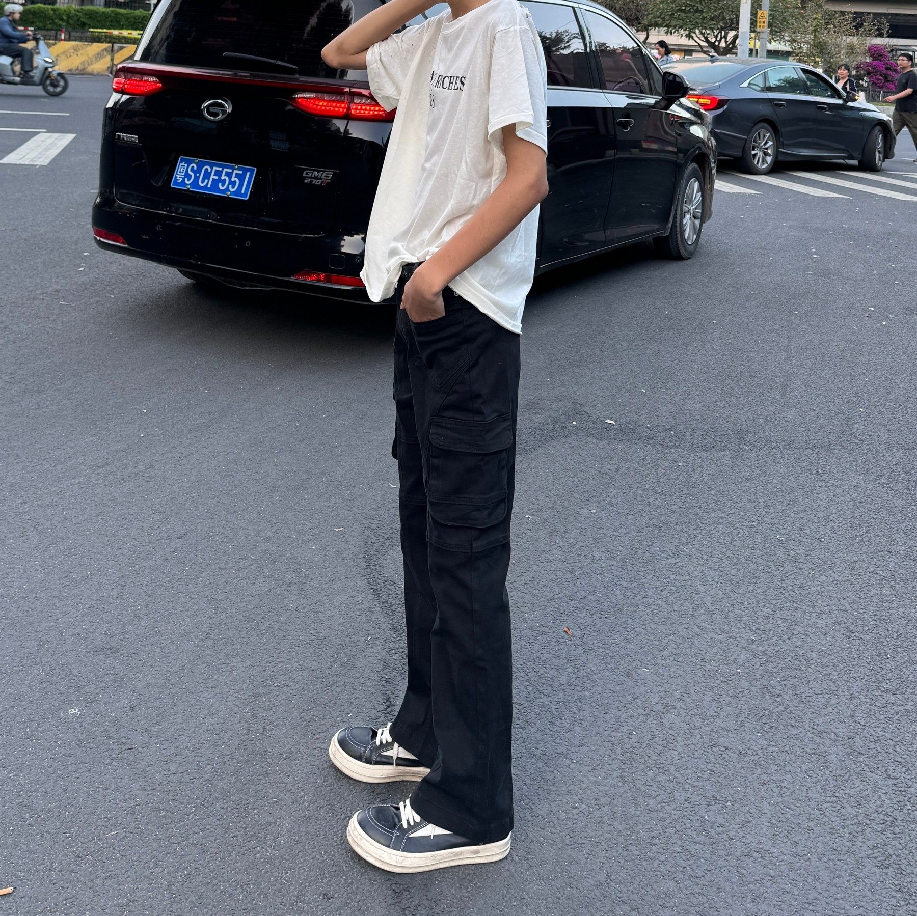 【黑牛替代】欧美studio美式工装风口袋黑色牛仔裤男直筒痞帅长裤,淘宝优惠券,粉丝福利购,淘宝优惠卷