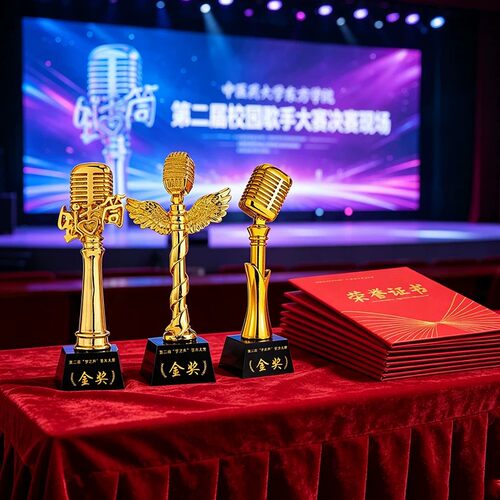 音乐音符水晶奖杯定制唱歌合唱比赛冠军校园十佳歌手颁奖钢琴演讲 - 图3