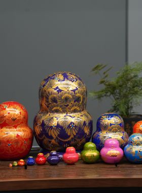 俄罗斯套娃大15层烤漆纯手工制作实木椴木工艺摆件旅游纪念品礼物
