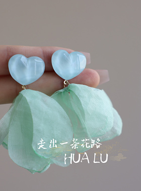 温柔雪纺甜美森系圆脸显瘦耳钉