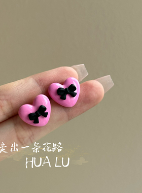 甜美百搭少女心粉色甜酷嘻哈耳钉