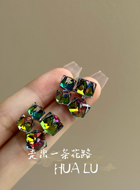小众独特时尚复古简约方块耳环