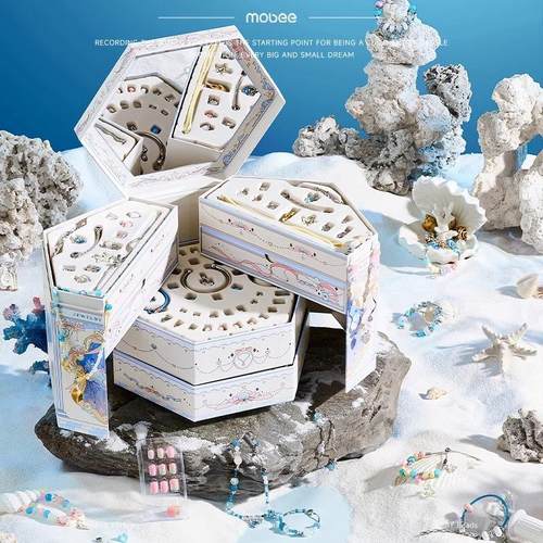 mobee串珠手工diy材料儿童玩具项链首饰女孩海洋之心串珠首饰礼盒 - 图0