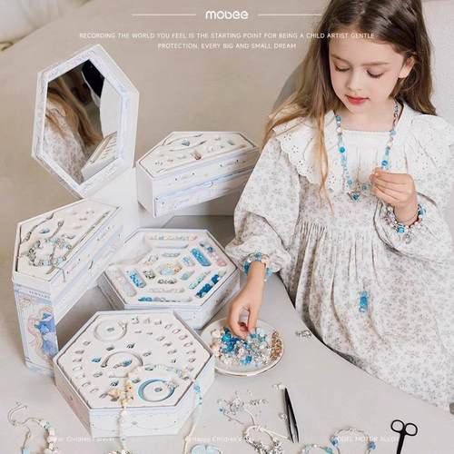 mobee串珠手工diy材料儿童玩具项链首饰女孩海洋之心串珠首饰礼盒 - 图3