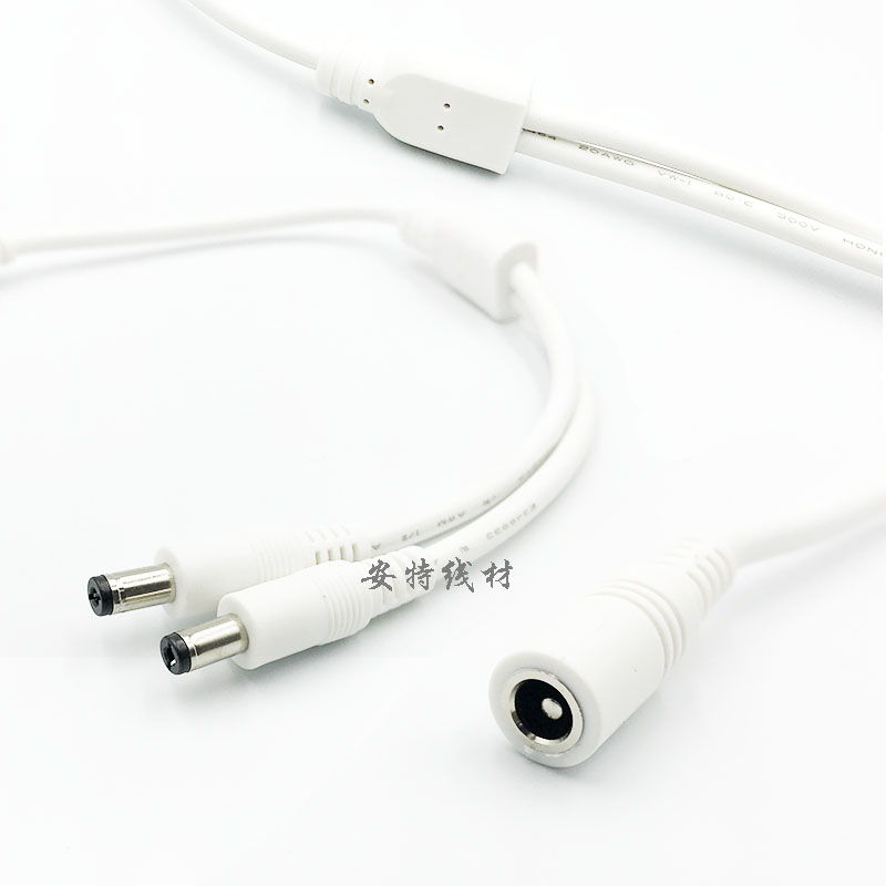 全铜dc一分二监控 12VDC5.5/2.1电源分配线白色延长线dc 一母二公 - 图2
