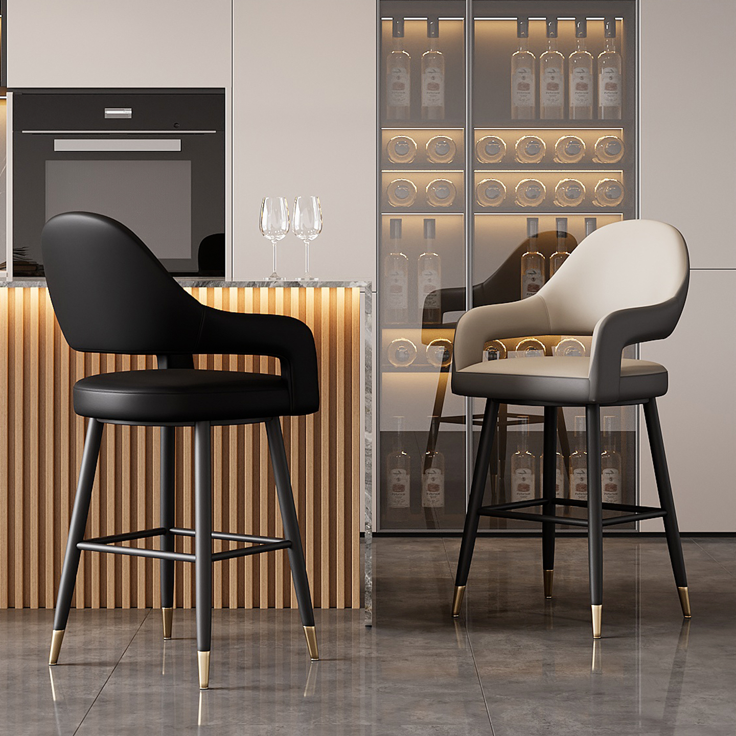 轻奢吧台椅现代家用旋转高脚凳酒吧KTV前台接待吧椅厨房岛台椅子 - 图1