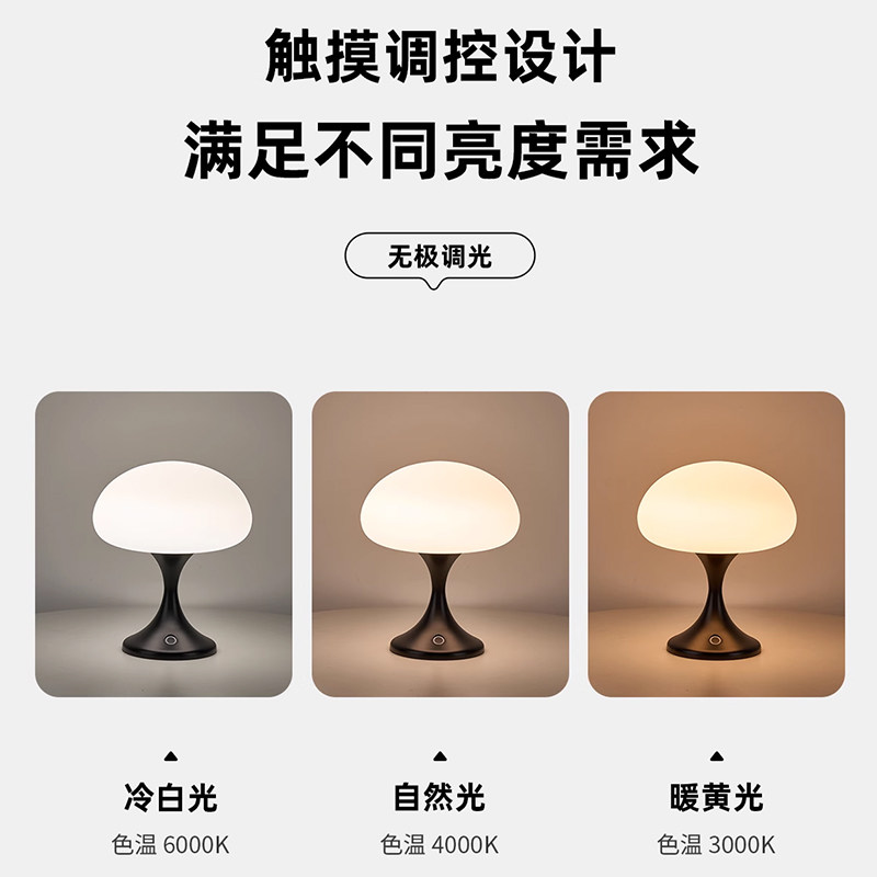 创意水母灯台灯卧室落地床头灯客厅主卧充电轻奢高级感氛围小夜灯