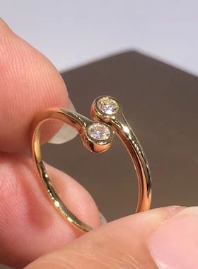 莫桑石简约交错泡泡开口戒指