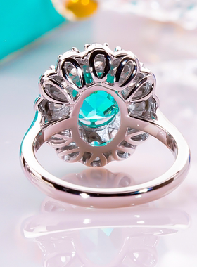 chin铂金莫桑钻帕拉伊巴色戒指