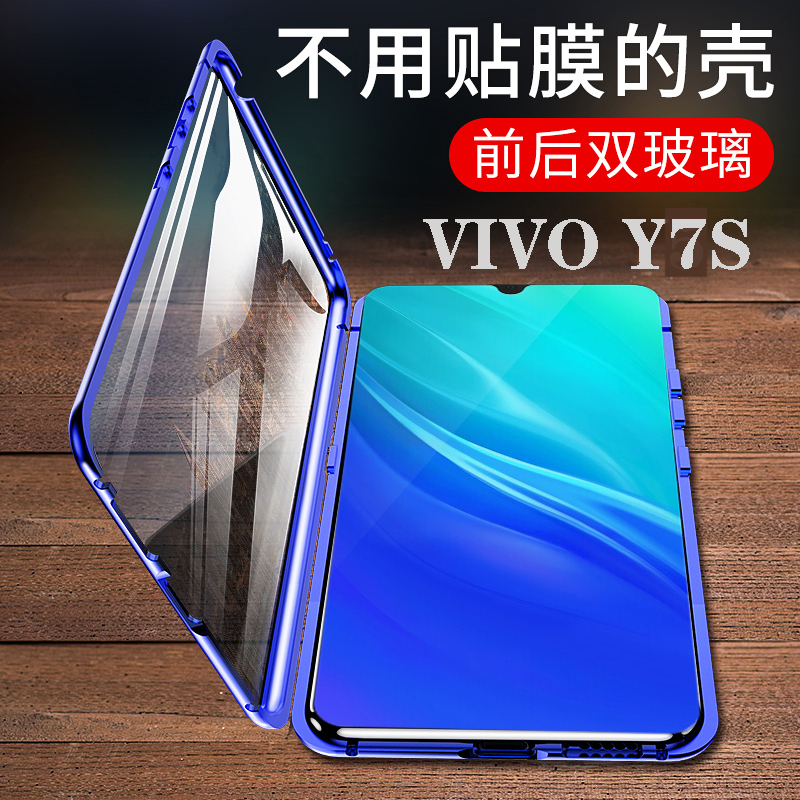 vivoy7s/iqooneo/iqooneo855手机壳双面玻璃翻盖保护套VIVOY7S/IQOONEO/855全包防摔透明磁吸翻盖钢化膜-图1