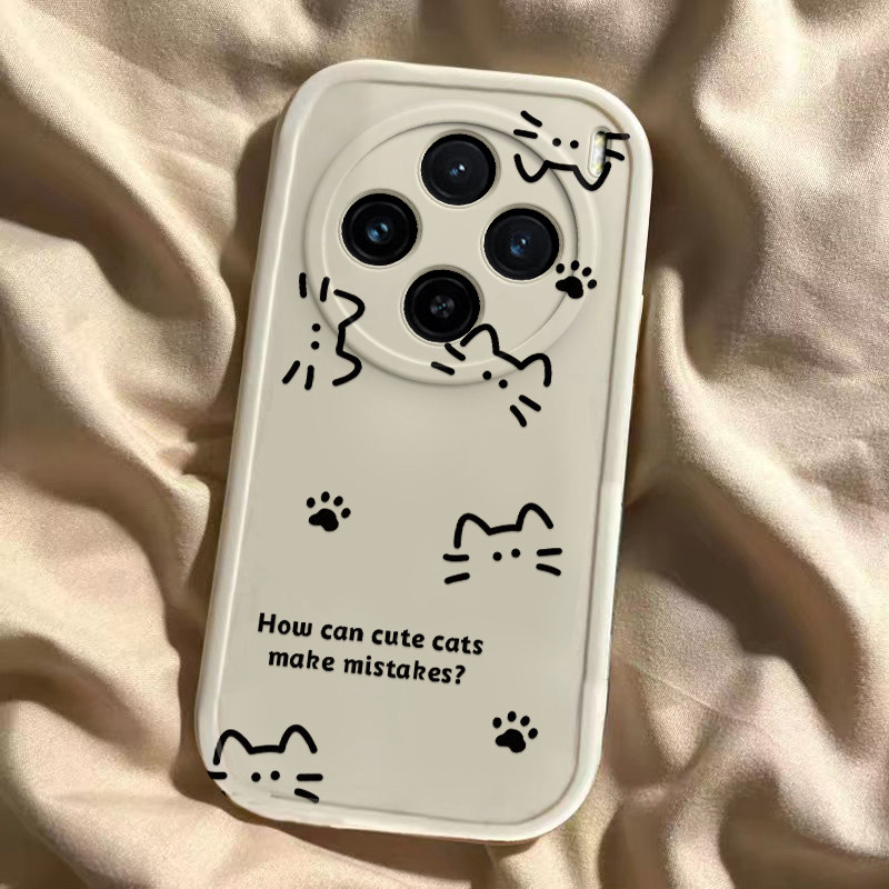 vivo X100S手机壳硅胶新款高档卡通X100S可爱全包套保护套软线条猫