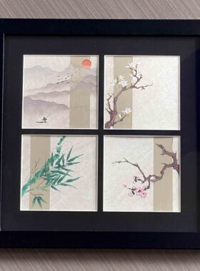 16宫格相框全黑九宫格画框四宫格画框油画棒材料包套装适合画风景