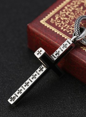 牌克罗s925纯银复古CH十字架吊坠羅心泰银简约男女款潮流项链挂饰