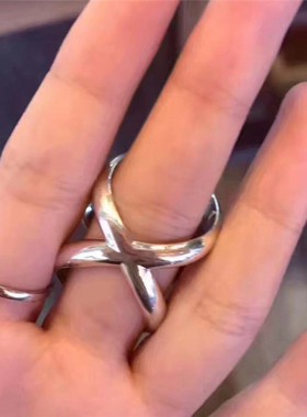 欧美风纯银十字架镂空复古尾戒