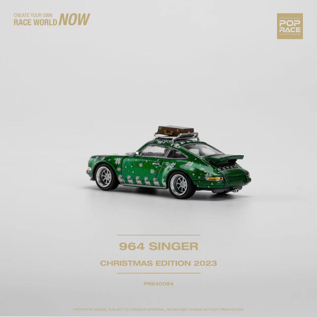 POPRACE 1/64 964 SINGER CHRISTMAS EDITION 2023绿色合金车模-图3