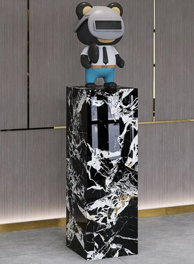 大理石纹雕塑工艺品岩板摆件底座展示台酒店展厅会所客厅装饰摆设
