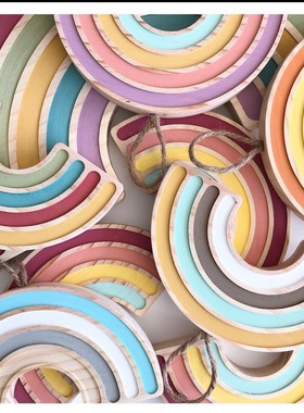 ins风马卡龙彩虹积木壁饰挂件