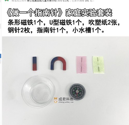 指南针制作材料小学生科学二年级下册水浮式吹塑纸做一个自制实验-图2