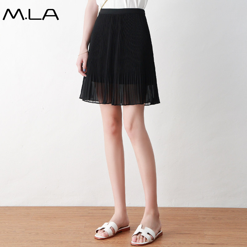 雪纺夏季新款2020韩版a字裙百褶裙 铭岚半身裙