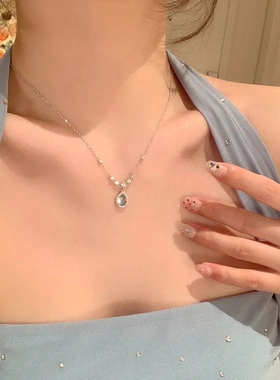 水滴锆石链项链女2026年新款潮轻奢小众网红风简约百搭锁骨链