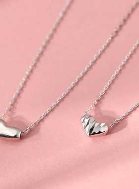 925纯银爱心项链女锁骨链轻奢小众设计感ins冷淡风简约日韩版礼物