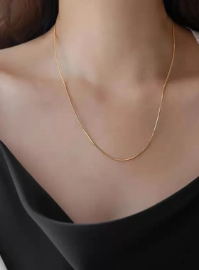 素链蛇骨链女不掉色万能链可穿吊坠项链条玫瑰金链子钛钢裸链