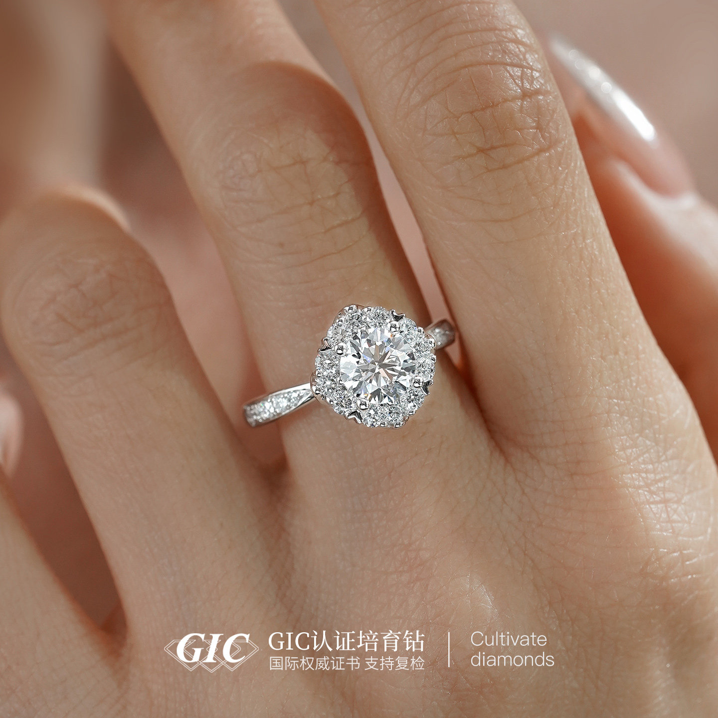 PT950 Platinum Artificially Grown Diamond Ring One Carat 18K Gold Diamond Ring Brilliant as a Star Proposal Diamond Ring
