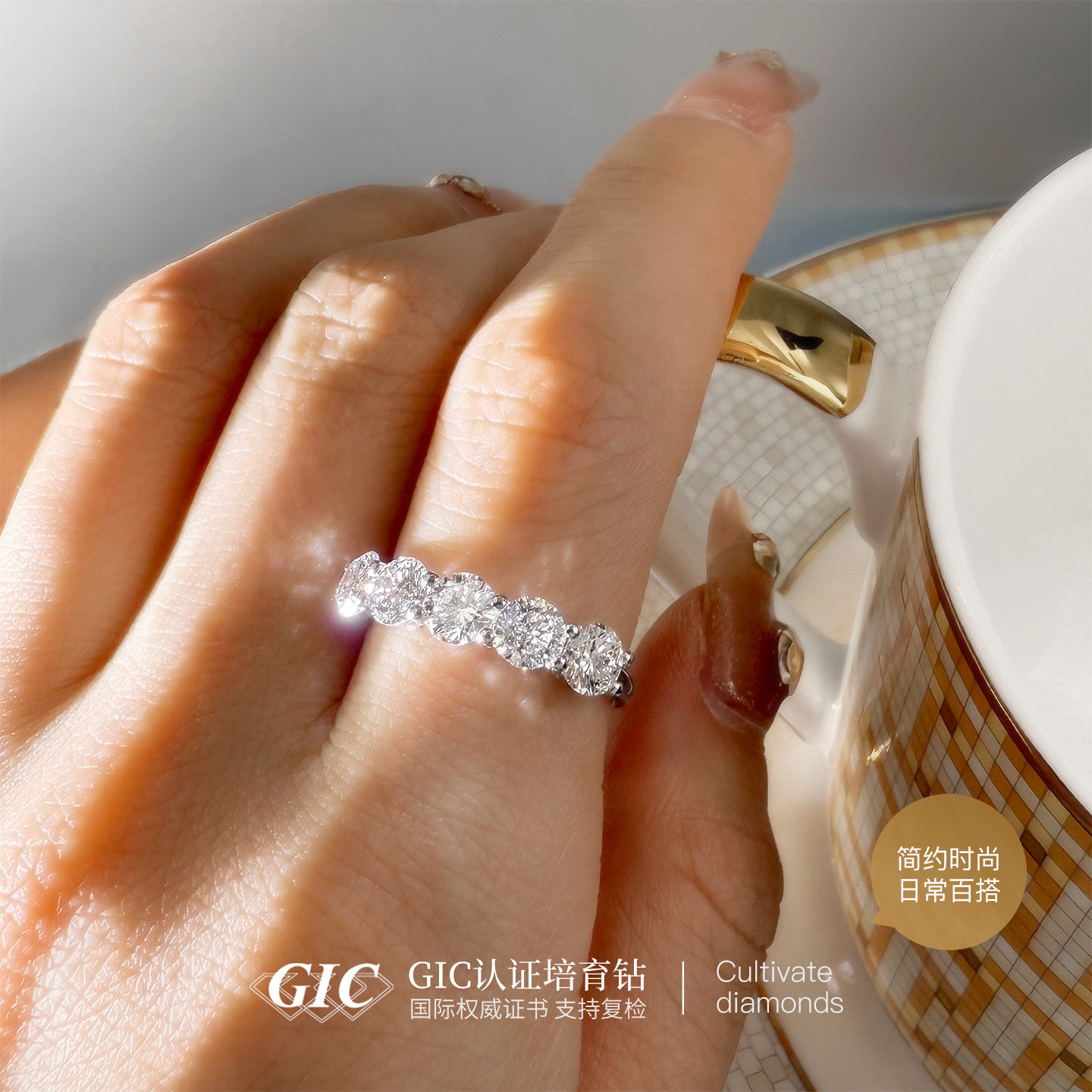 Five Princess Diamond Row Ring PT950 Platinum