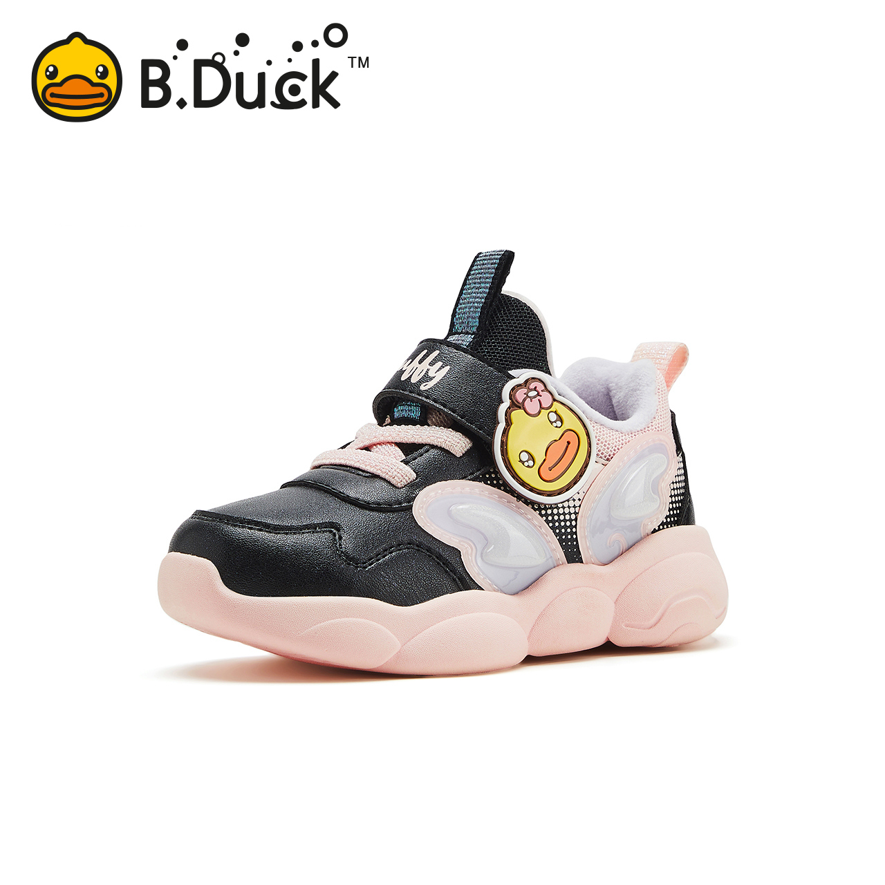 B.Duck小黄鸭童鞋小童棉鞋女童鞋子冬季新款加绒二棉儿童运动鞋潮