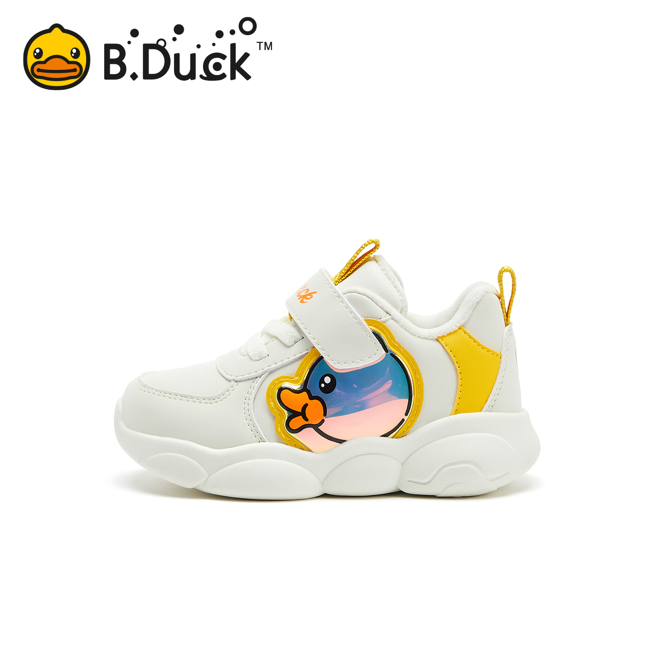 B.Duck小黄鸭童鞋女童运动鞋加绒发光宝宝亮灯鞋冬季新款儿童棉鞋