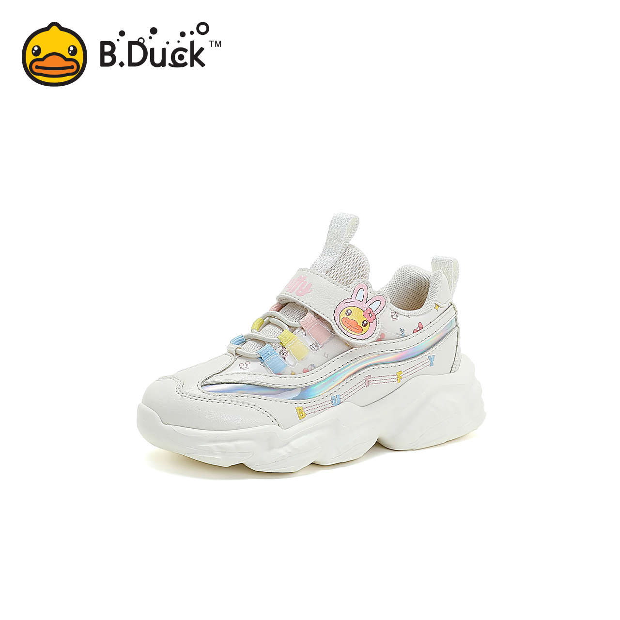 B.Duck小黄鸭童鞋女童运动鞋春秋季新款儿童网面老爹鞋女宝宝鞋子
