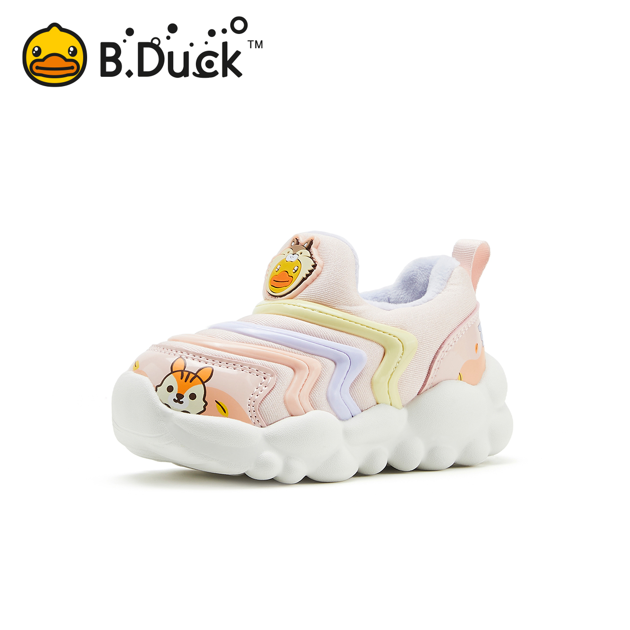 B.Duck小黄鸭童鞋儿童运动鞋男童2024冬季新款女童学步鞋加绒棉鞋