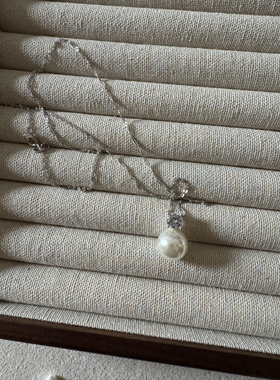 现货发西班牙手工珍珠正圆极光高亮12mm项链女925银项链