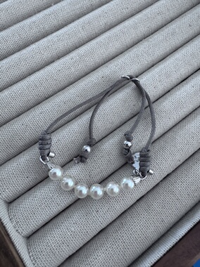 西班牙天然感项链925银高级感日常点位简约百搭6mm伴彩白伴彩手链