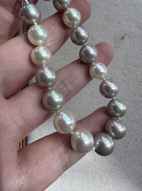 天然感糖果色全珠链白色云紫色日常简约百搭西班牙马略卡有机珍珠